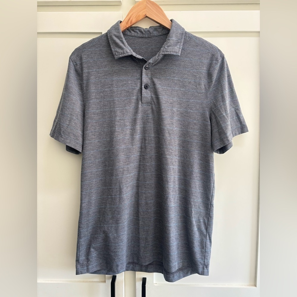 Lululemon Men’s Evolution Polo Shirt Gray Stripe Size Small performance - Picture 2 of 5